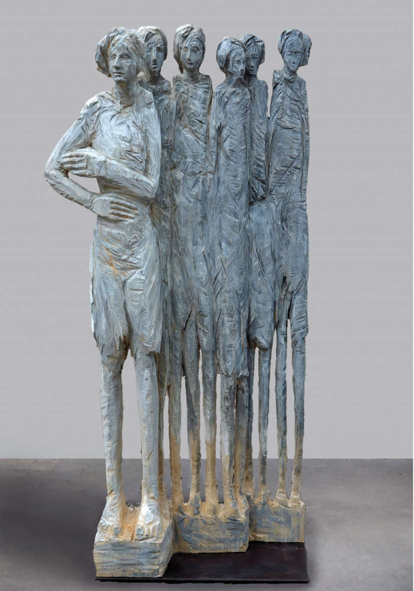 Sieglinde Gros, Ahnen, Holzskulptur